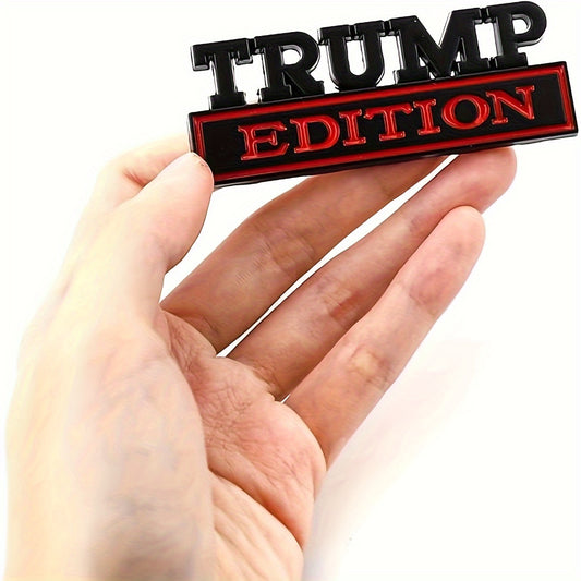 Trump Edition 3D Emblem Sticker for F150, F250, F350, Silverado, 1500, 2500, Sierra, GMC, Chevy, Car, Truck, SUV - Black and Red Metal Badge